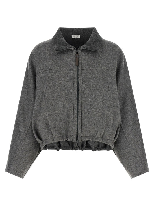 Brunello Cucinelli Shiny Zipper Pull Jacket
