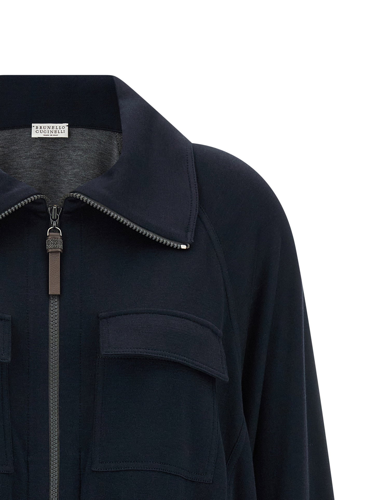 Brunello Cucinelli Shiny Zipper Pull Sweatshirt
