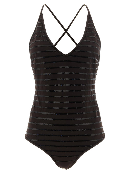 Brunello Cucinelli Dazzling Stripes One-piece Swimsuit