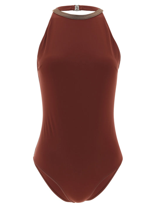Brunello Cucinelli Precious Collar One-piece Swimsuit