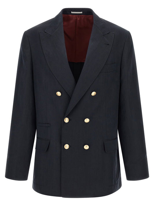 Brunello Cucinelli Silk Twill And Linen Délavé Blazer