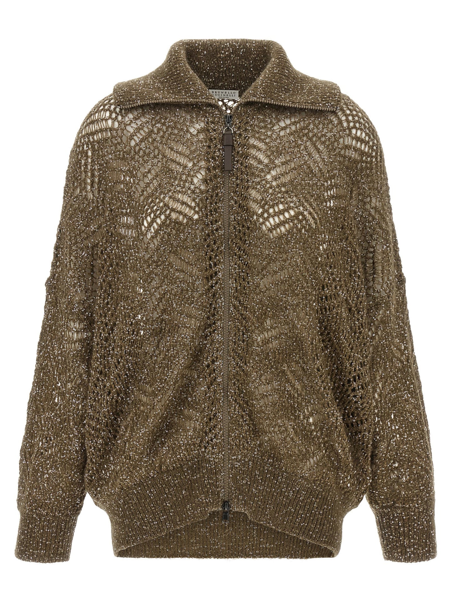 Brunello Cucinelli Dazzling Abstract Leaf Cardigan