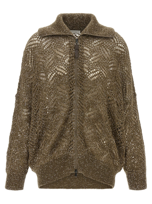 Brunello Cucinelli Dazzling Abstract Leaf Cardigan