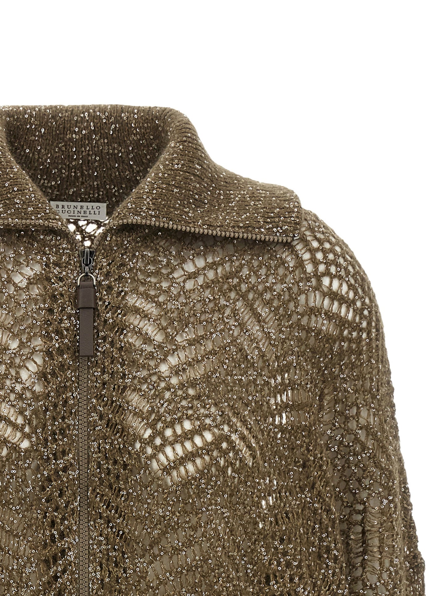 Brunello Cucinelli Dazzling Abstract Leaf Cardigan