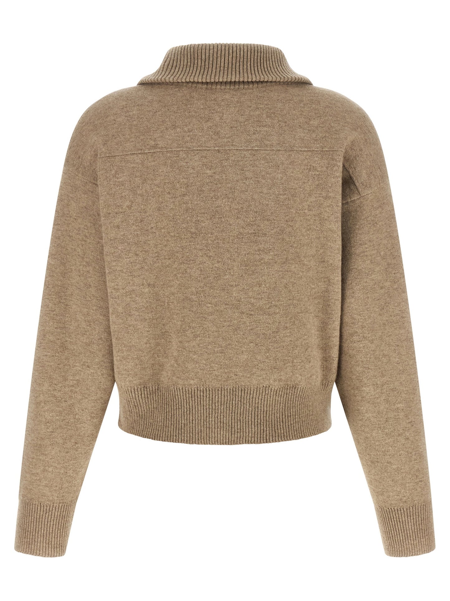 Brunello Cucinelli Shiny Zipper Pull Wool Cardigan