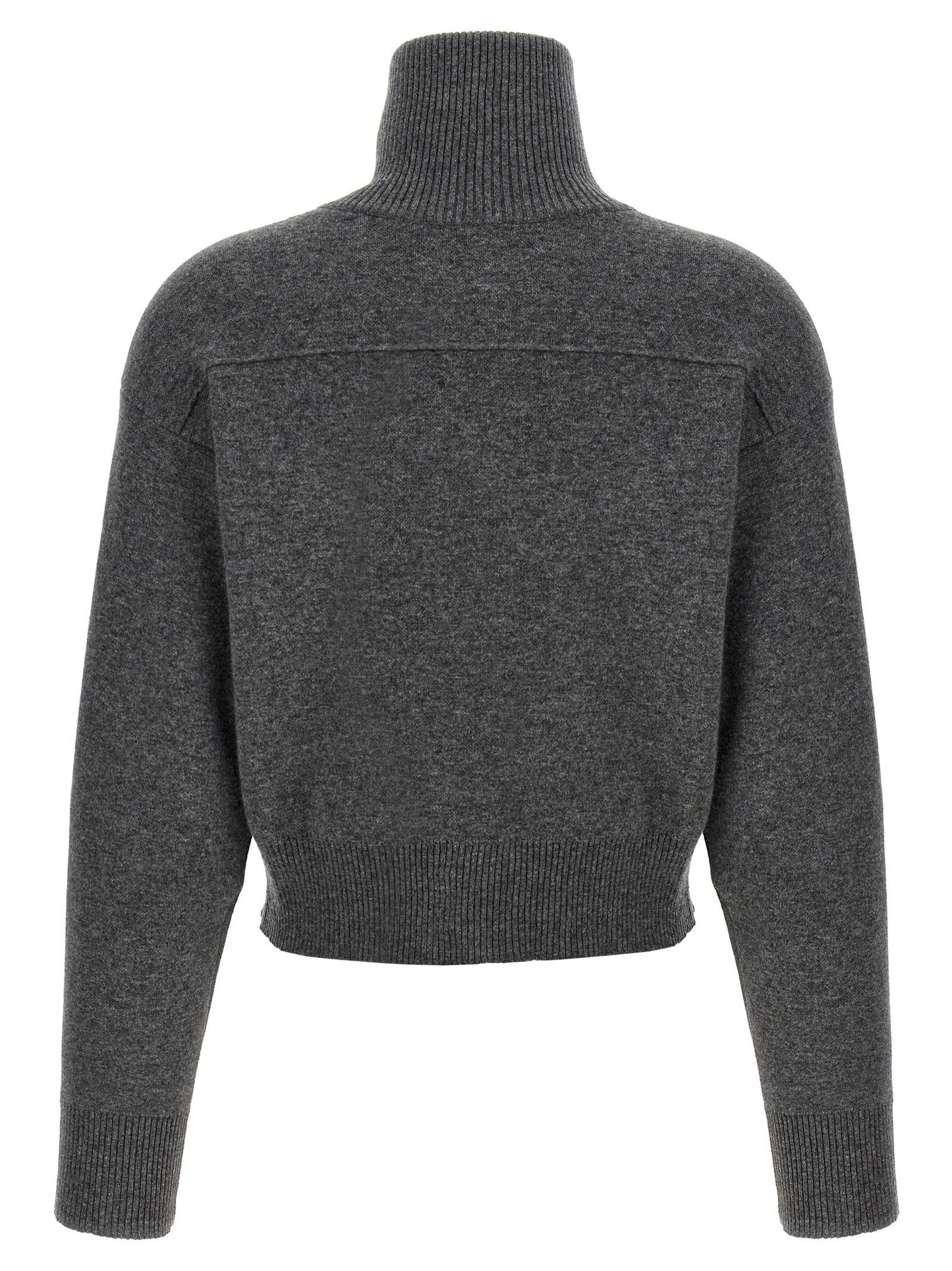 Brunello Cucinelli Shiny Zipper Pull Wool Cardigan