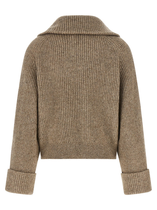 Brunello Cucinelli Shiny Zipper Pull Cardigan