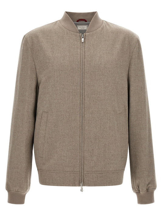 Brunello Cucinelli Light Flannel Bomber Jacket