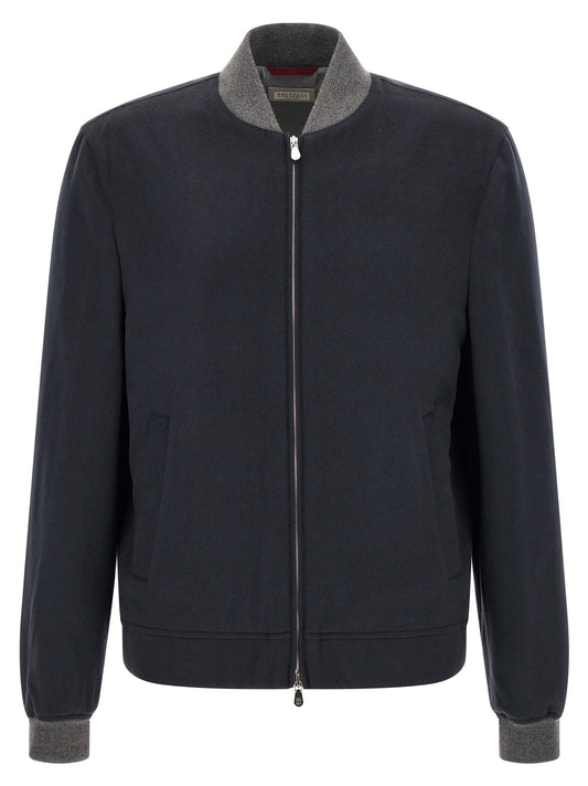 Brunello Cucinelli Light Flannel Bomber Jacket