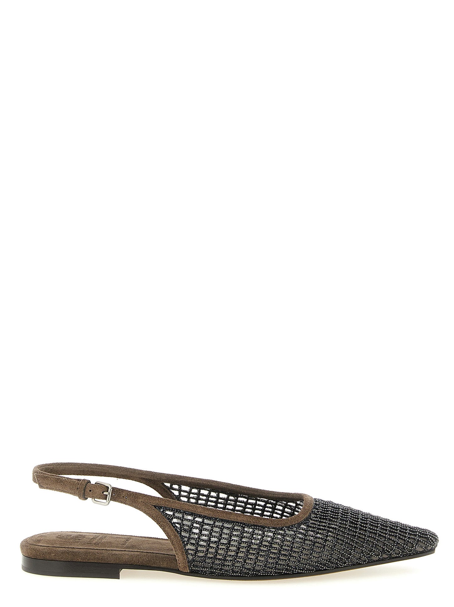 Brunello Cucinelli Precious Net Embroidery Slingback