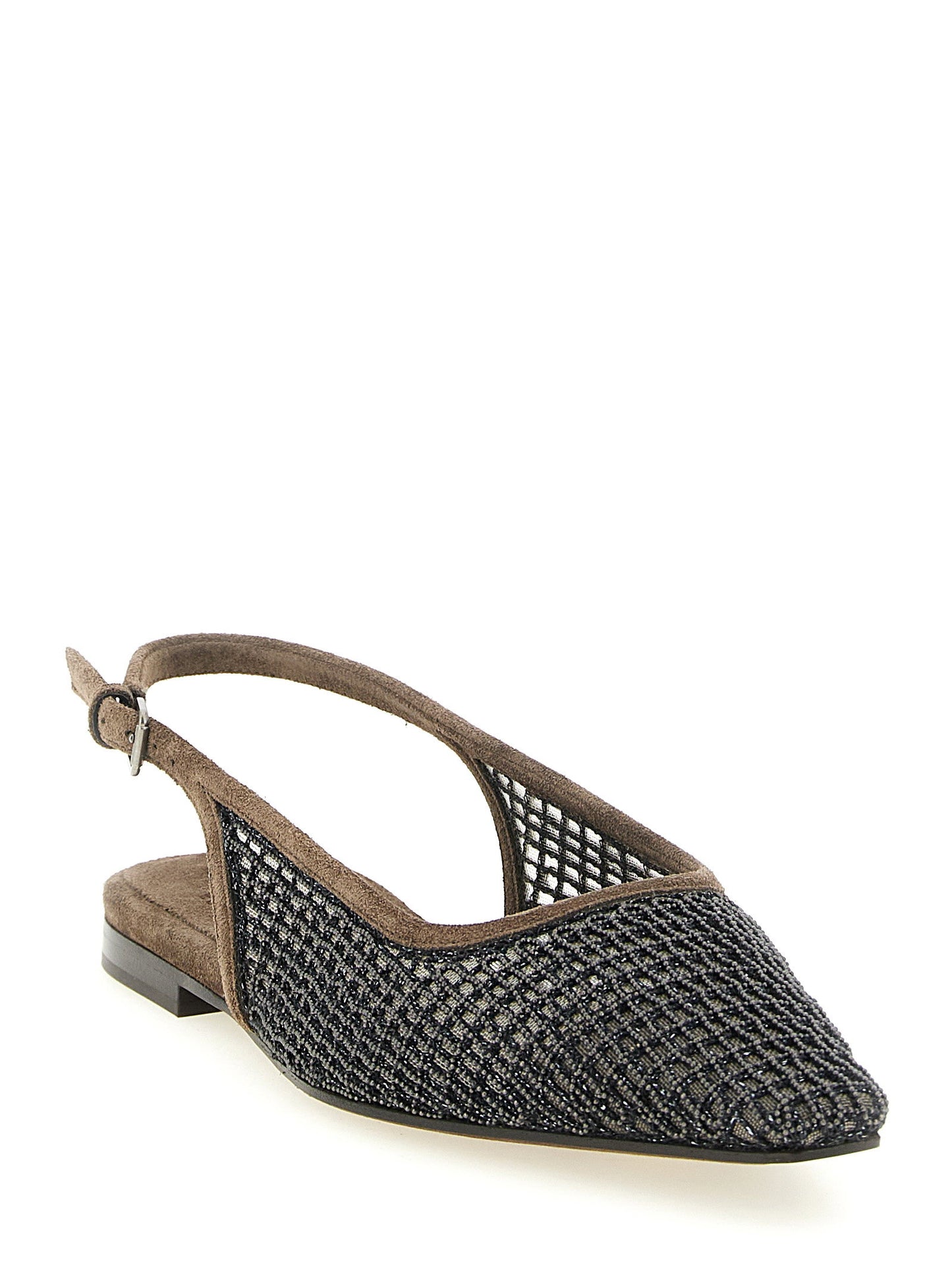 Brunello Cucinelli Precious Net Embroidery Slingback