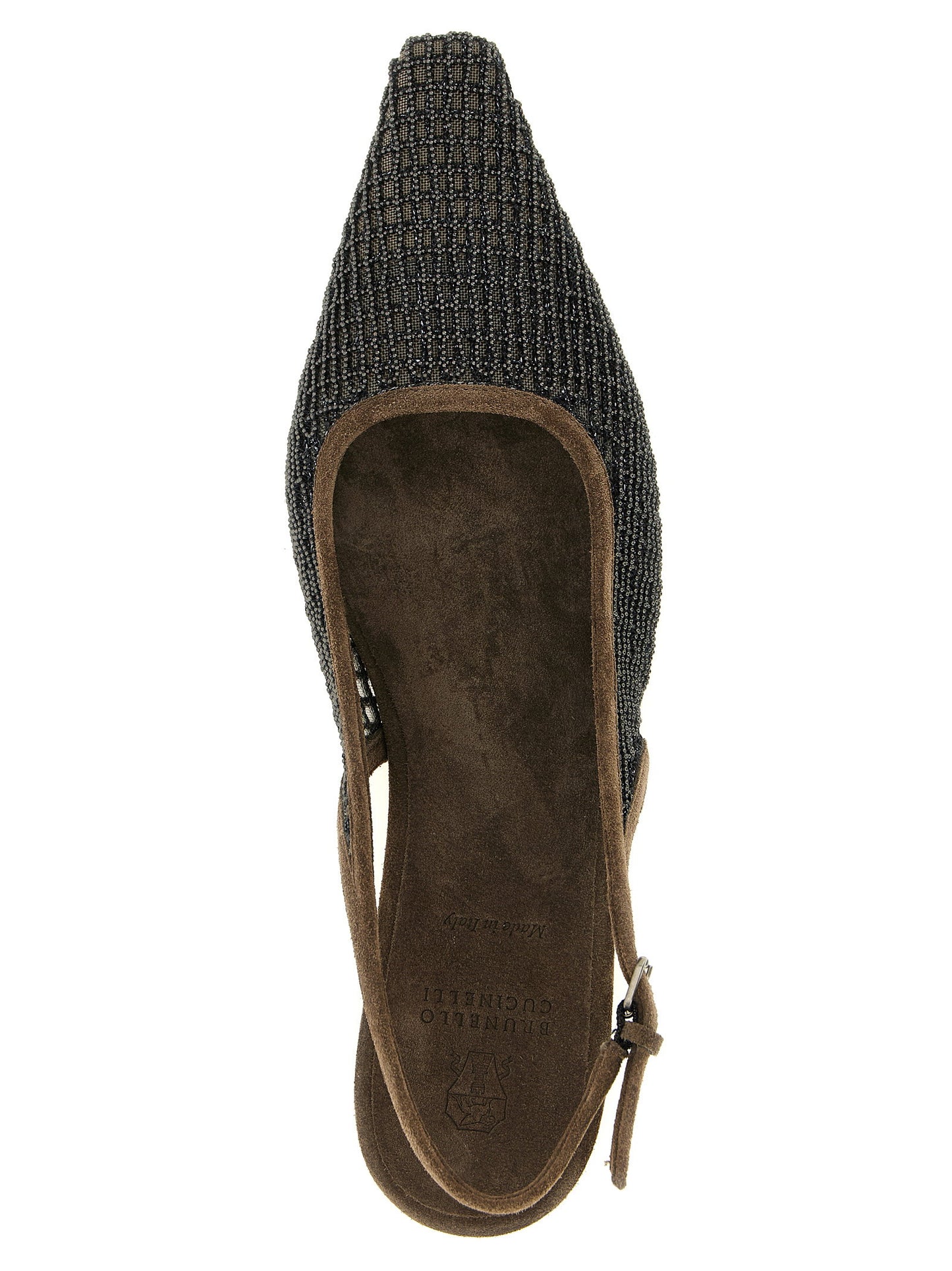 Brunello Cucinelli Precious Net Embroidery Slingback