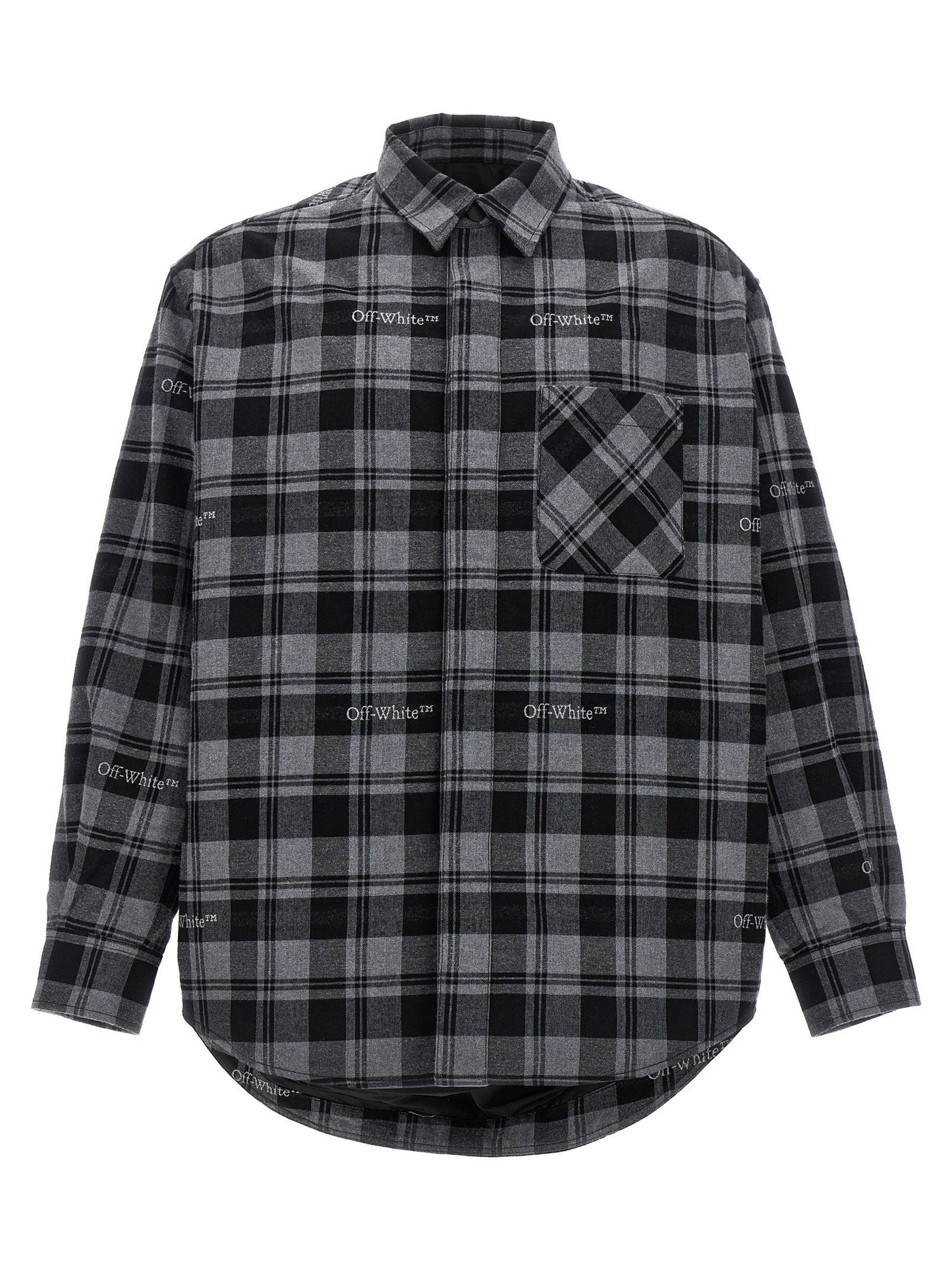 Off White Check Flannel Padded Jacket