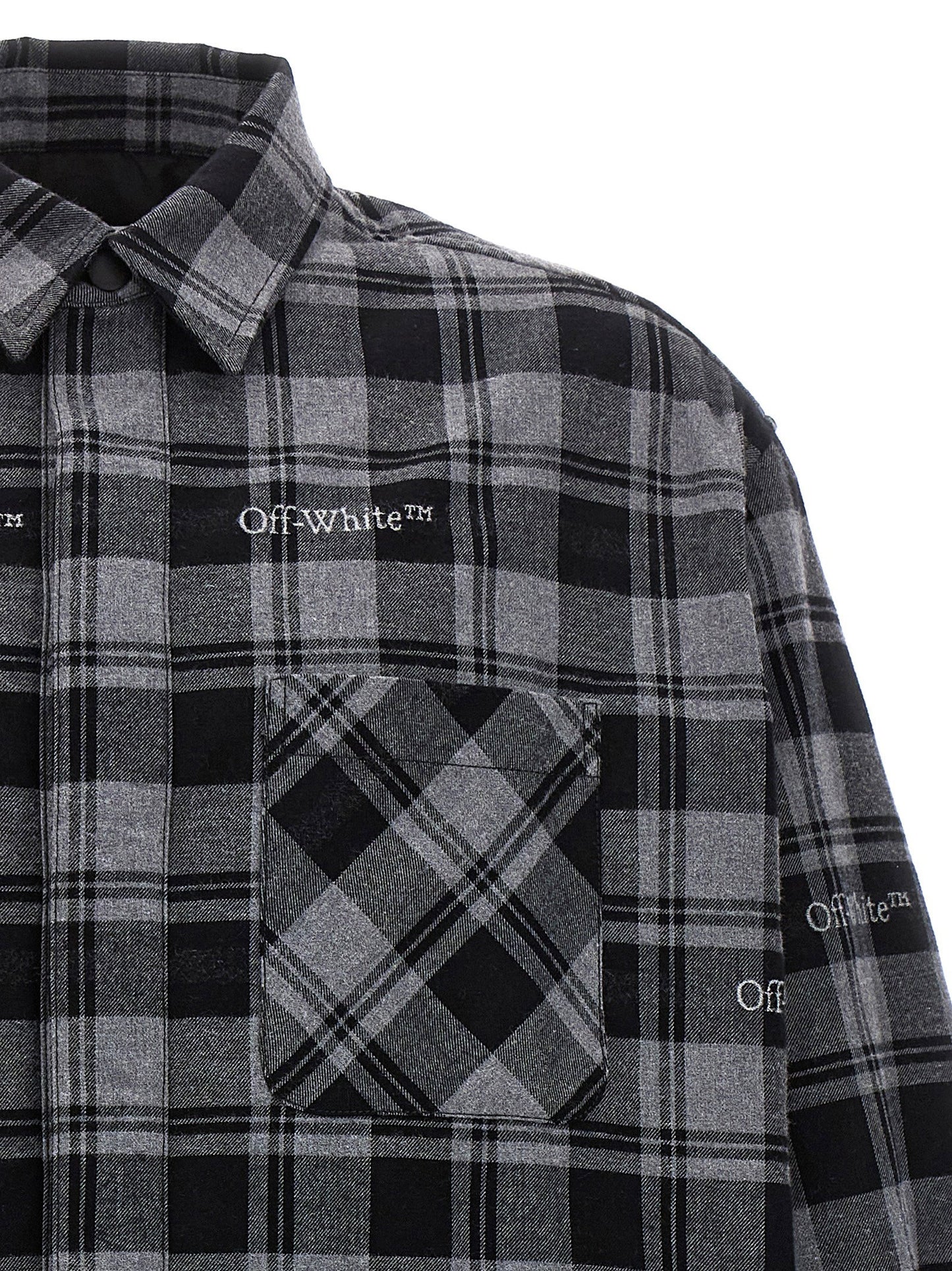 Off White Check Flannel Padded Jacket