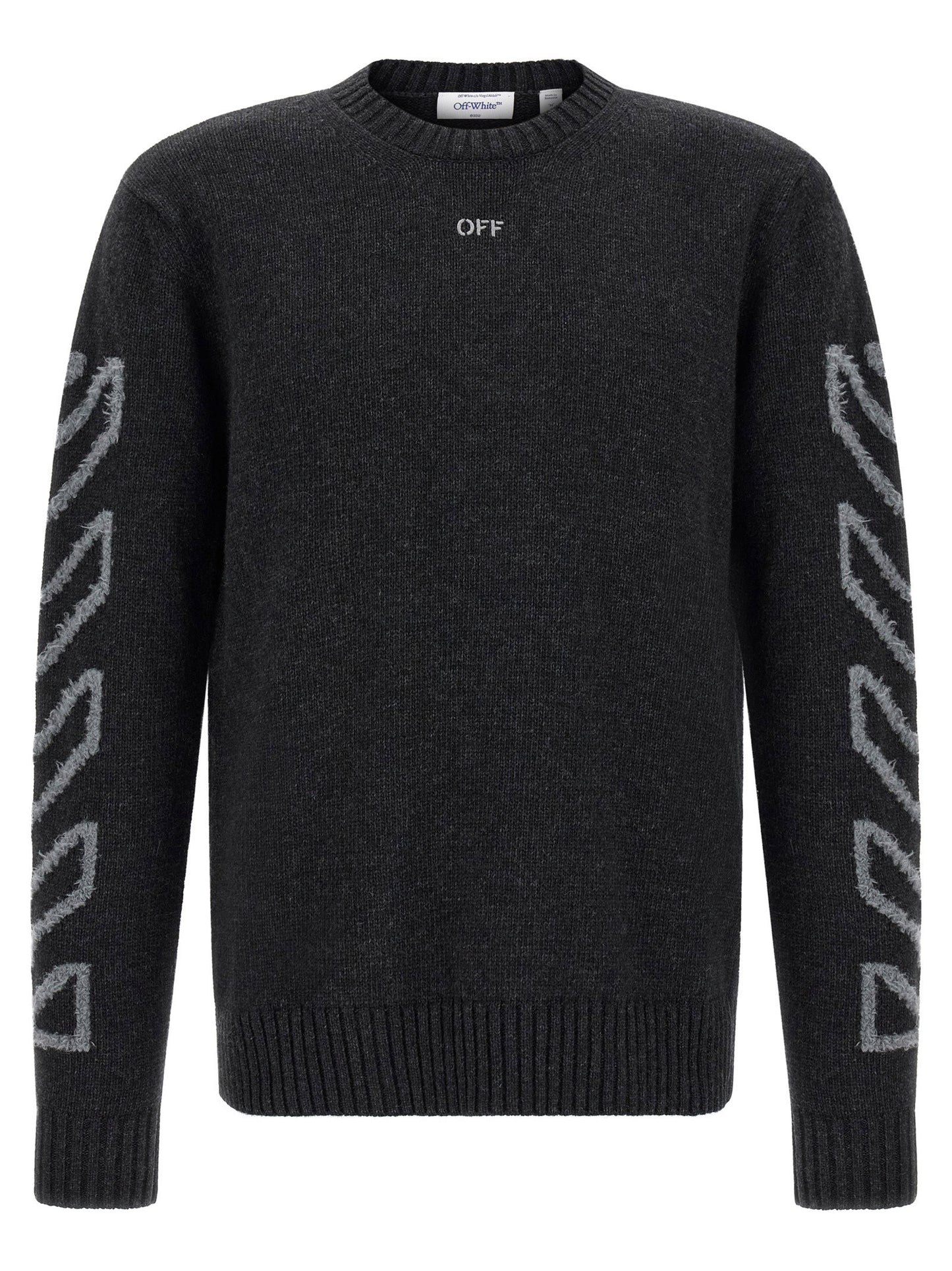Off White Diag Arrow Fuzzy Sweater With Intarsia