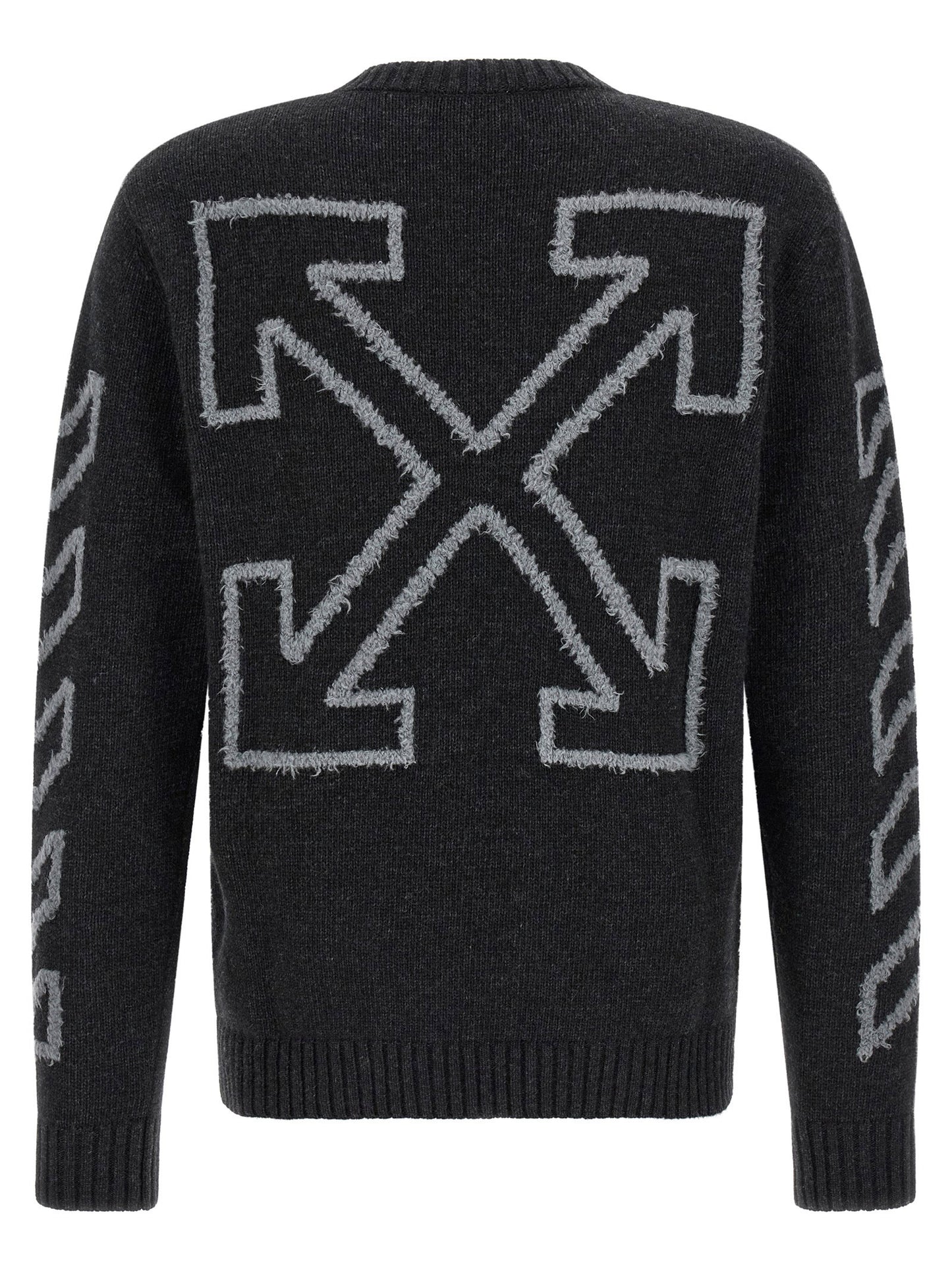 Off White Diag Arrow Fuzzy Sweater With Intarsia