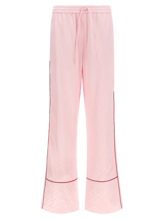 Off White Jacquard Satin Pajama Pants