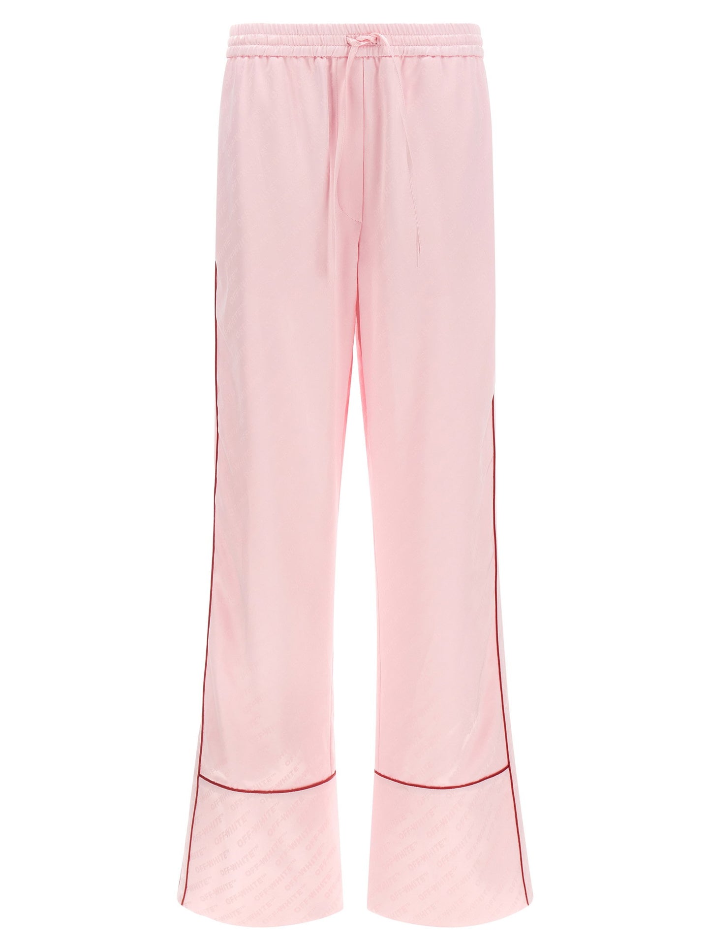Off White Jacquard Satin Pajama Pants
