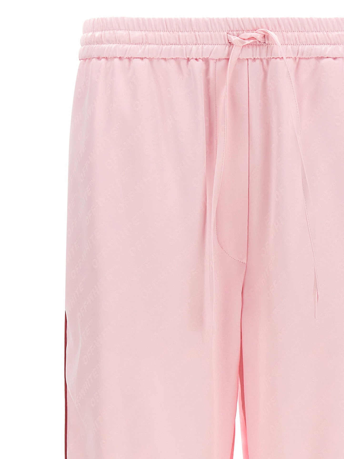 Off White Jacquard Satin Pajama Pants