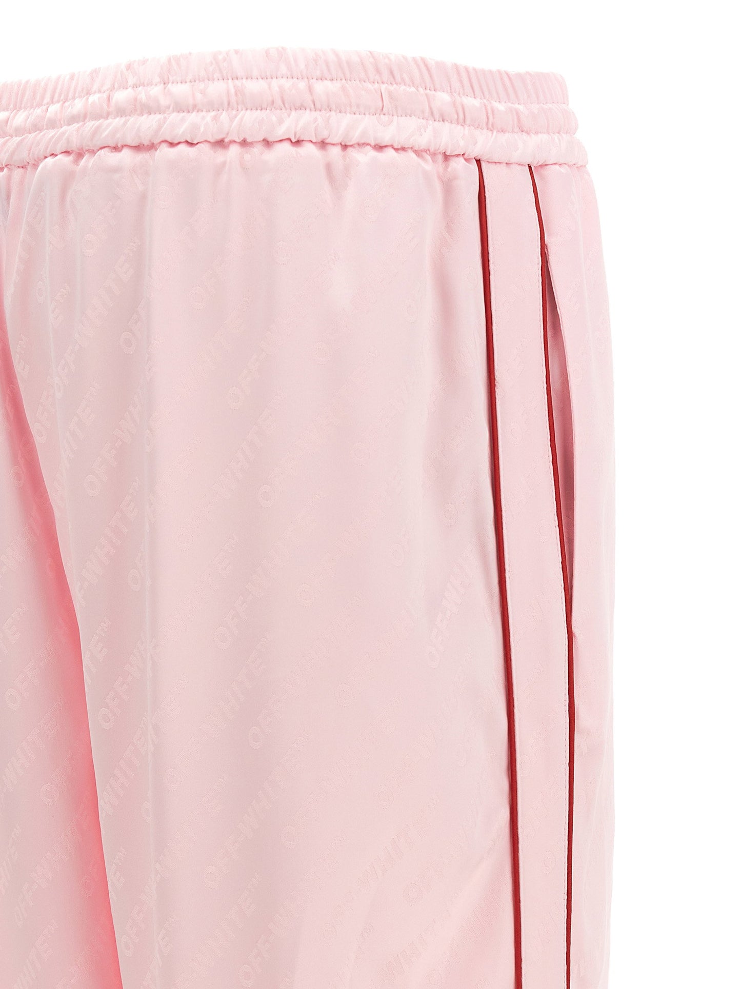 Off White Jacquard Satin Pajama Pants