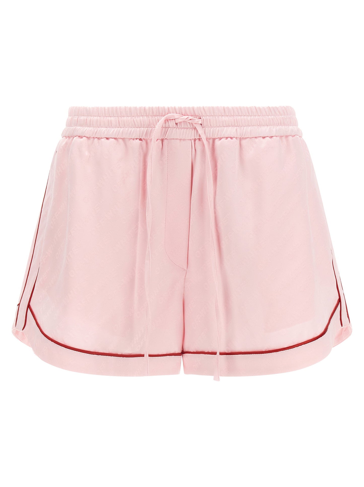 Off White Jacquard Satin Pajama Shorts