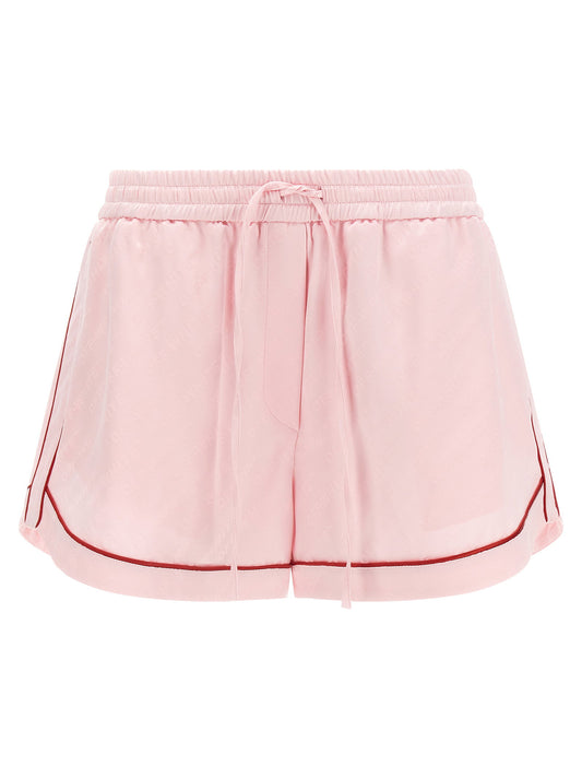 Off White Jacquard Satin Pajama Shorts