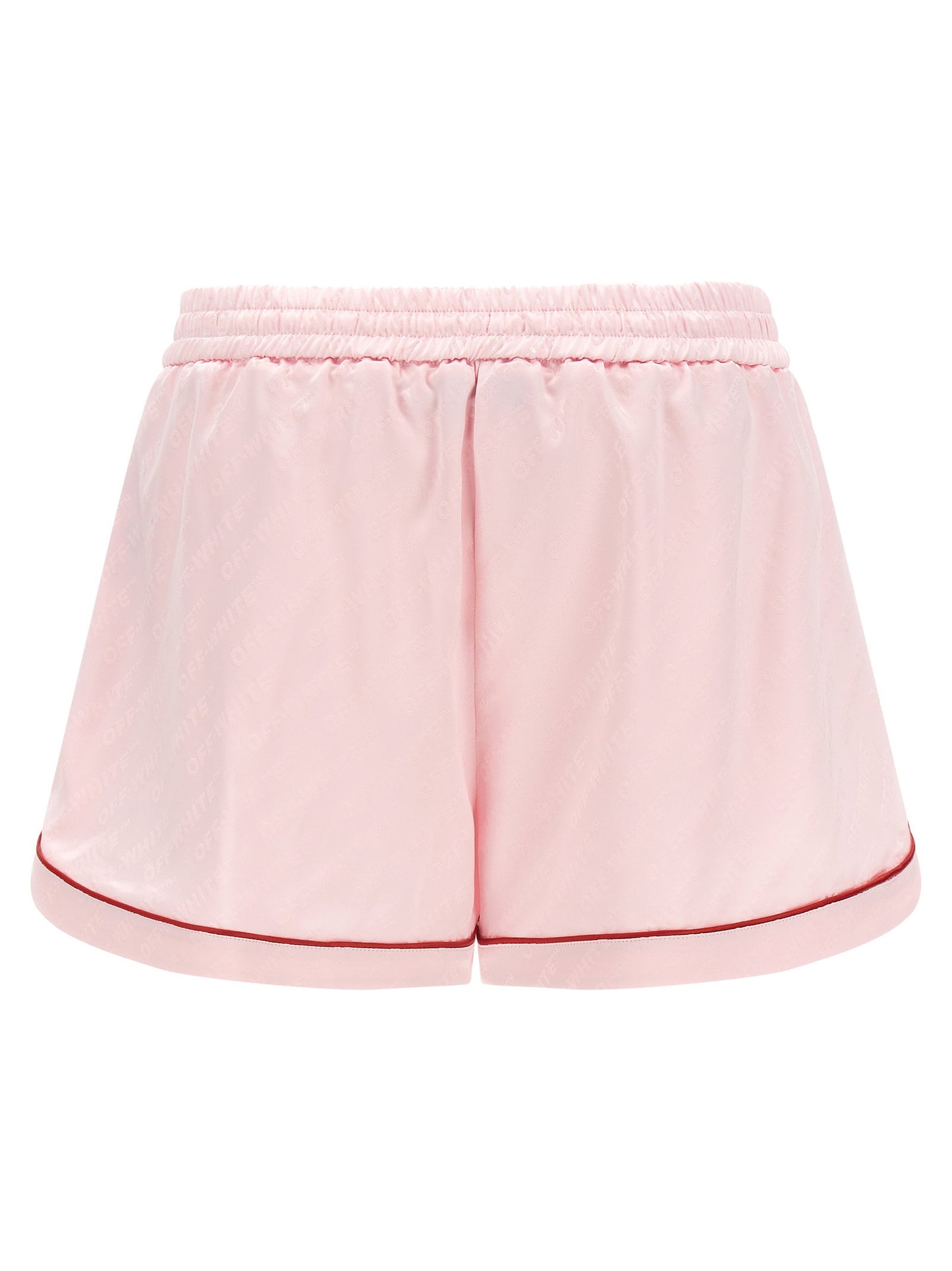 Off White Jacquard Satin Pajama Shorts