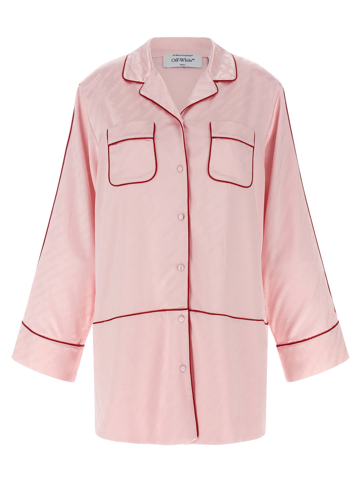 Off White Jacquard Satin New Roxy Pajama Shirt