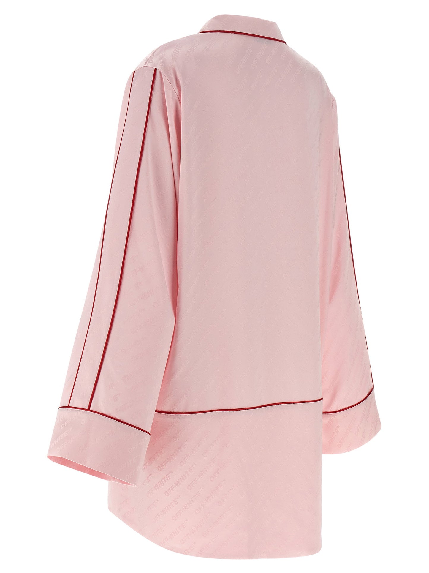 Off White Jacquard Satin New Roxy Pajama Shirt