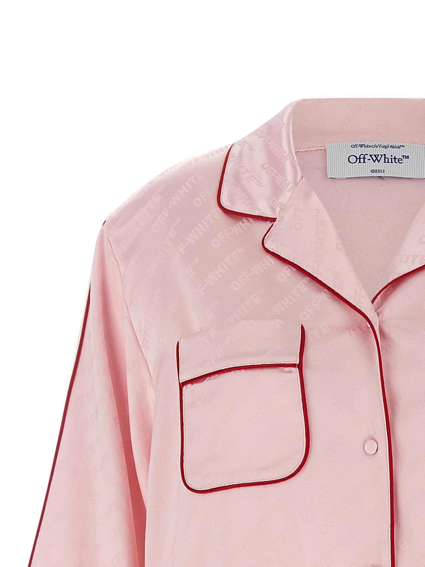 Off White Jacquard Satin New Roxy Pajama Shirt