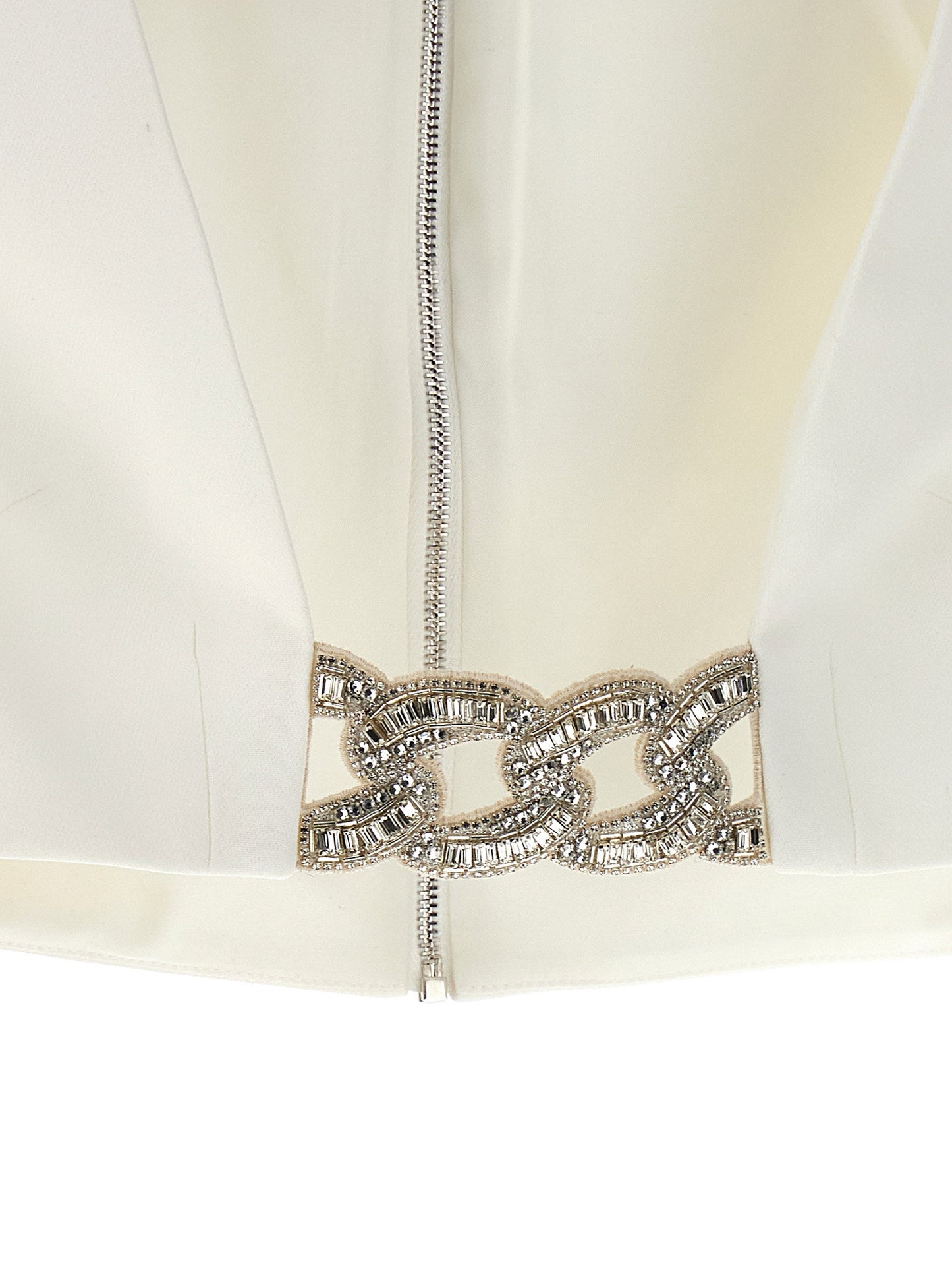 David Koma Top 3d Crystsal Chain And Square Neck