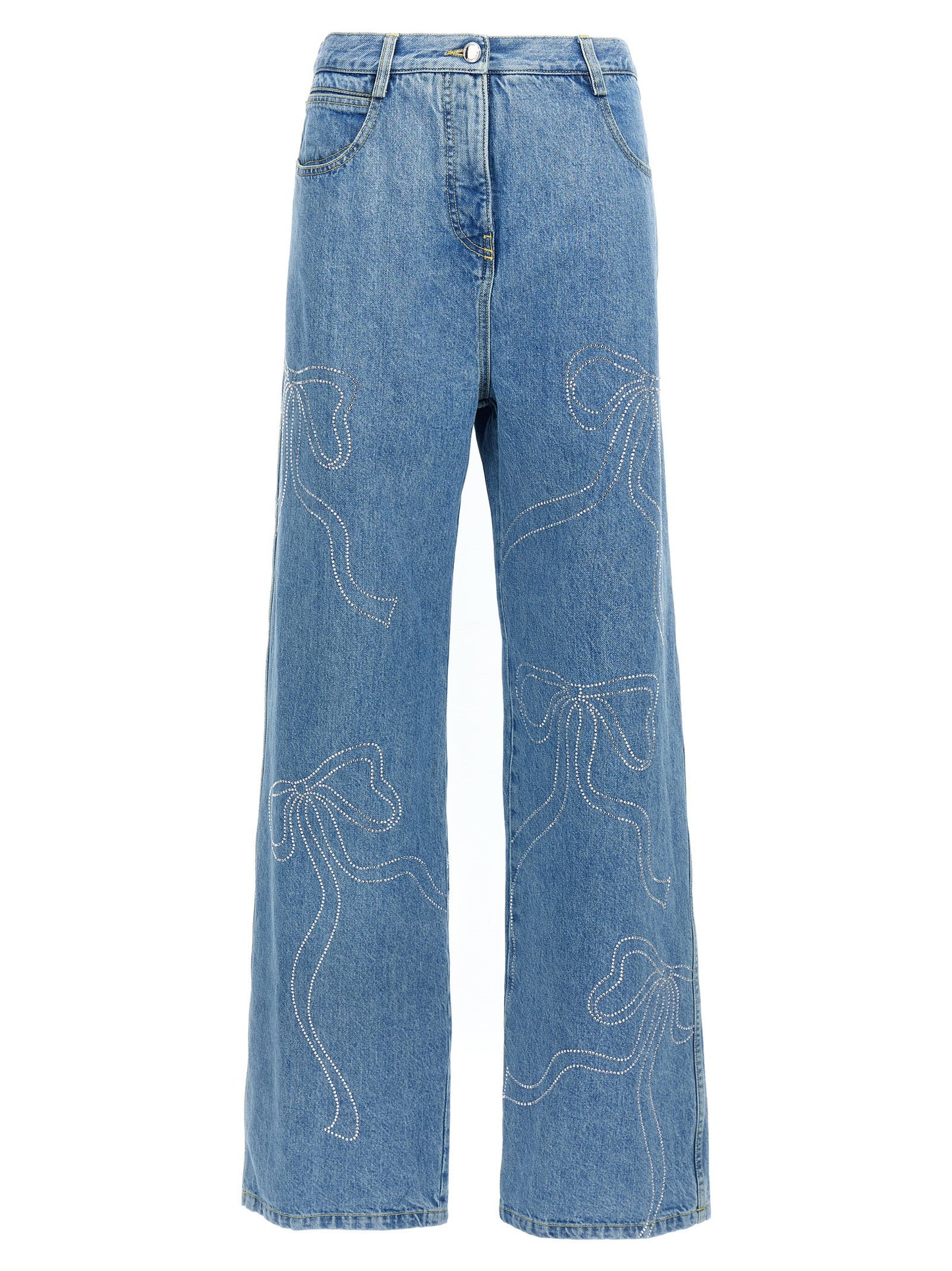 Mach & Mach Crystal Ribbon Hot Fix Jeans