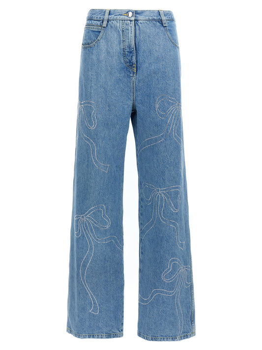 Mach & Mach Crystal Ribbon Hot Fix Jeans