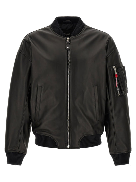 Dsquared2 Leather Bomber Jacket