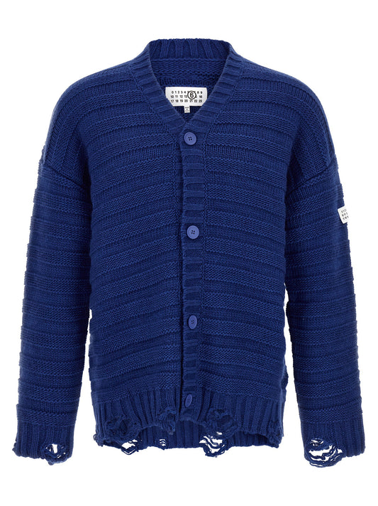 Mm6 Maison Margiela Distressed Wool Cardigan