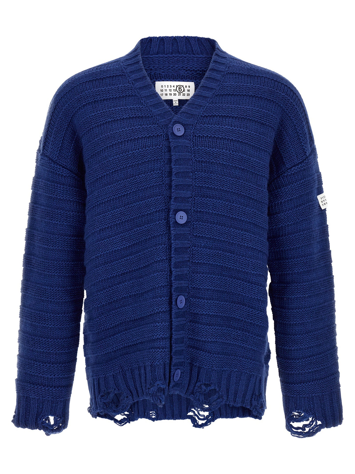 Mm6 Maison Margiela Distressed Wool Cardigan