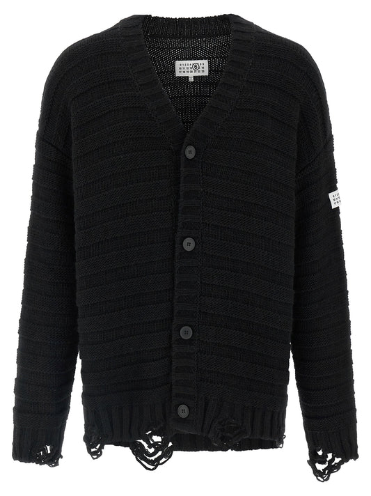 Mm6 Maison Margiela Distressed Wool Cardigan