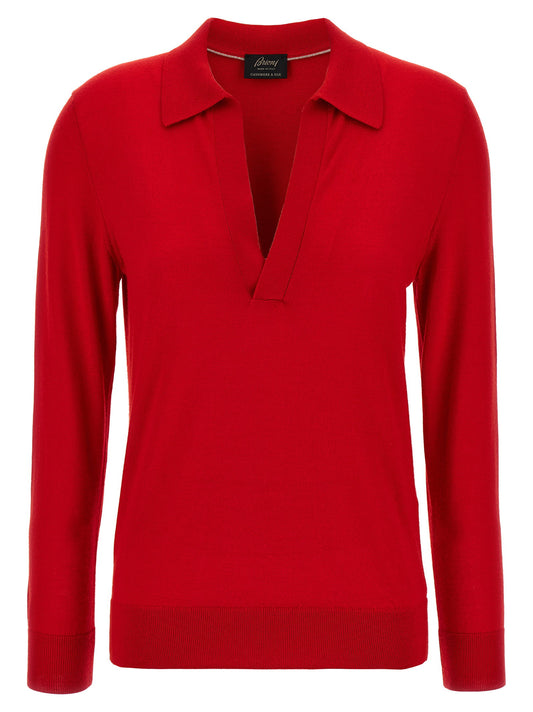 Brioni Cashmere And Silk Polo Shirt