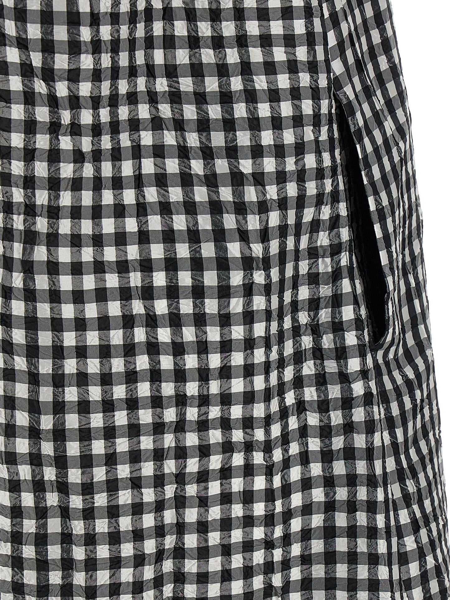 Ganni Crinkled Check Long Dress