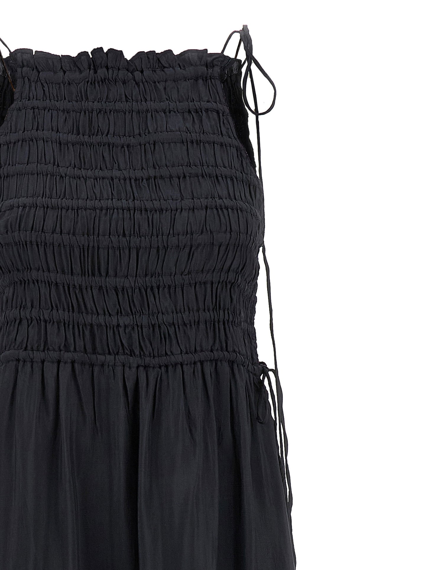 Ganni Black Smock Tie Dress