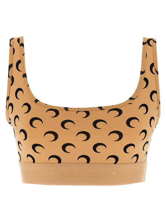 Marine Serre Moon Printed Jersey Cropped Top
